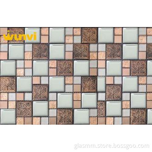 Water Proof Small Glass Chip Stainless Steel Mosaic Tile Fo